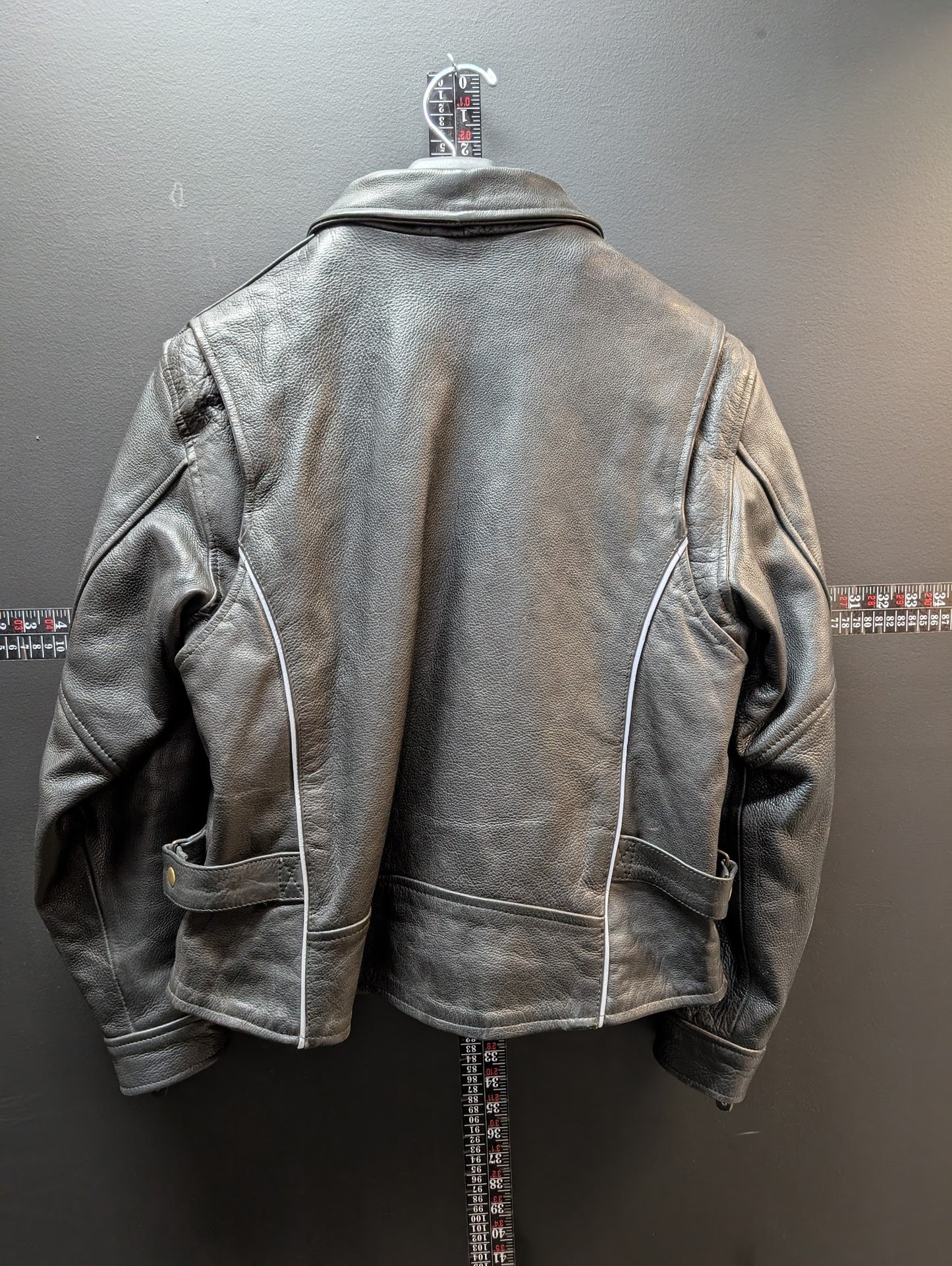Women’s Black Leather Jacket Size XL Minimalist Moto Style Zip Front