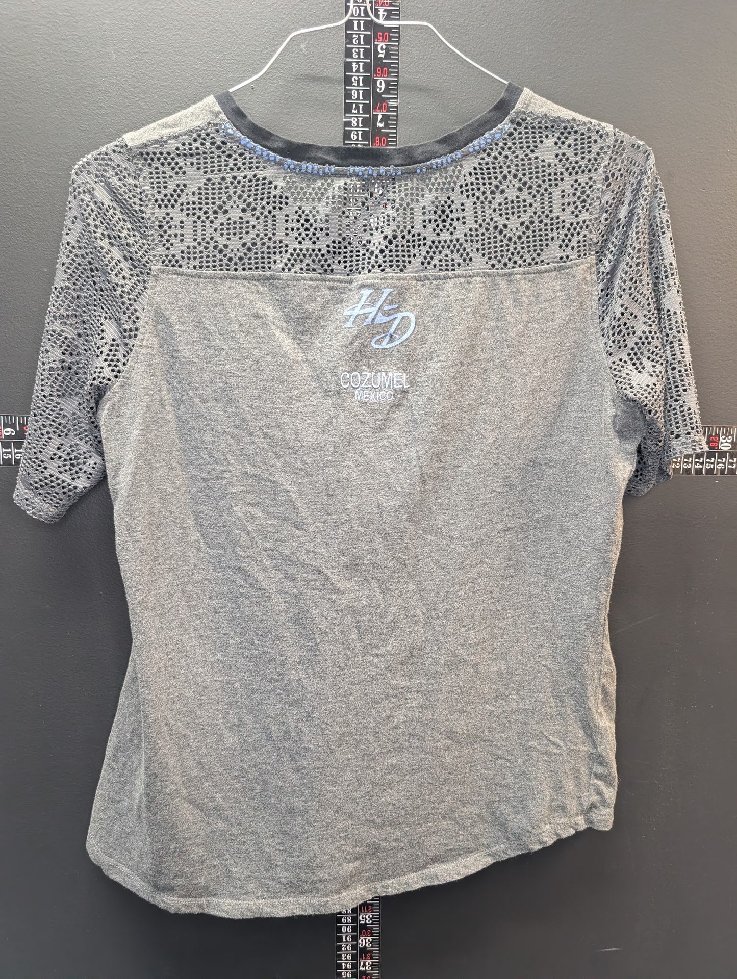 Harley-Davidson Women’s Gray Lace Sleeve Henley Top Cozumel Mexico
