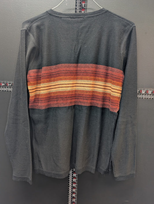 Harley-Davidson Striped V-Neck Long Sleeve – Black Sunset Stripe Knit (M)