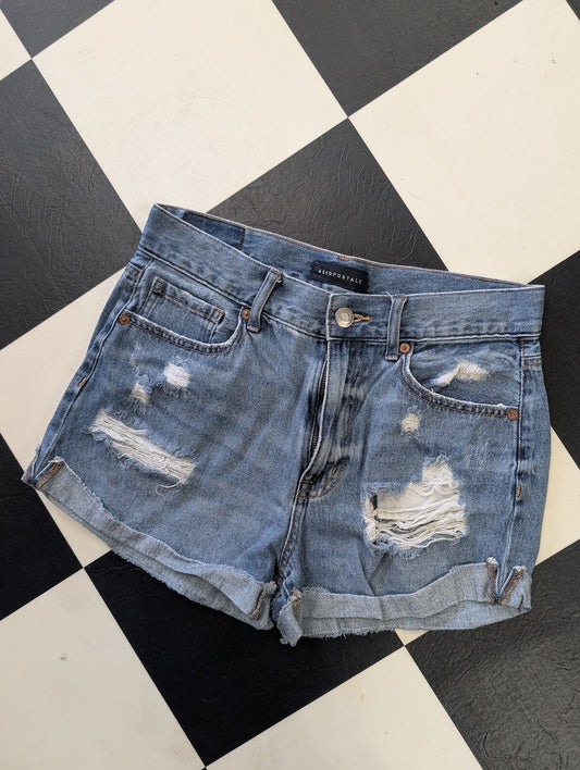 Aeropostale Mom Shorts – Distressed Light Wash Denim Cutoffs (Size 8)