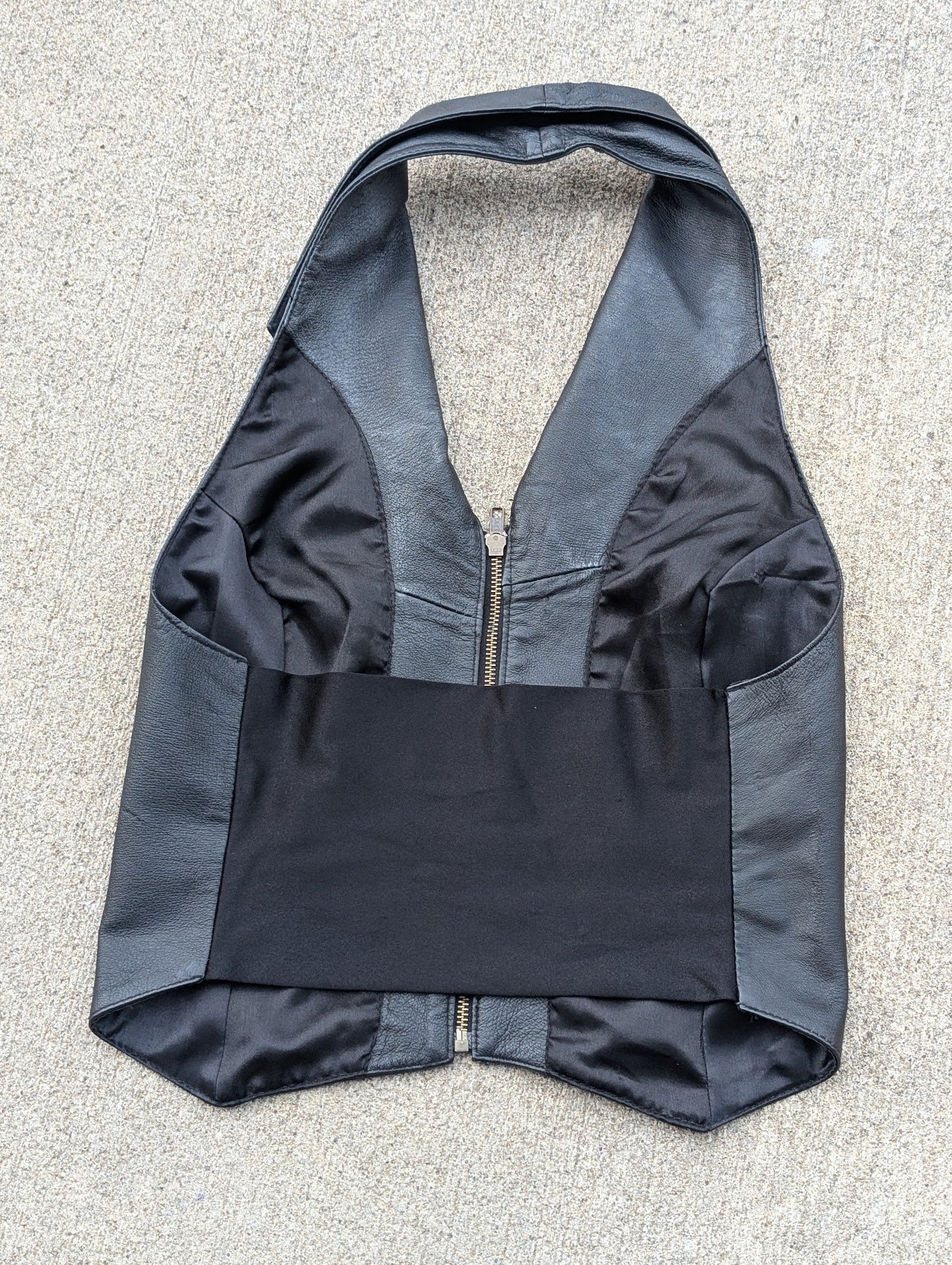 Women’s Black Leather Halter Vest