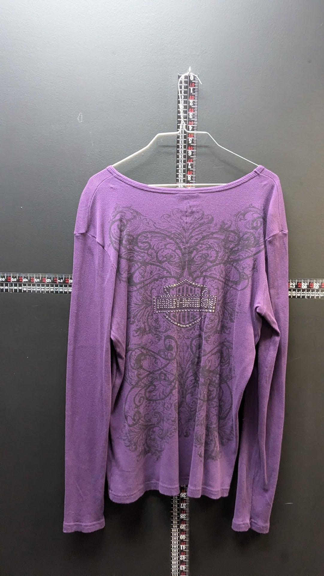 Harley-Davidson Purple Long Sleeve Tee – Rhinestone Script (Women’s)