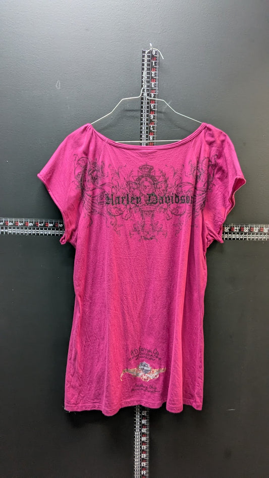 Harley-Davidson Pink Skull Wing Graphic Tee – Sandusky, Ohio (Women’s)