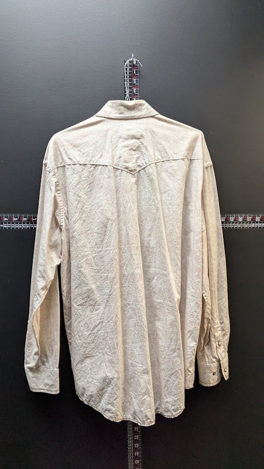 Rough Stock Panhandle Slim Western Shirt – Pearl Snap – Cream – Large