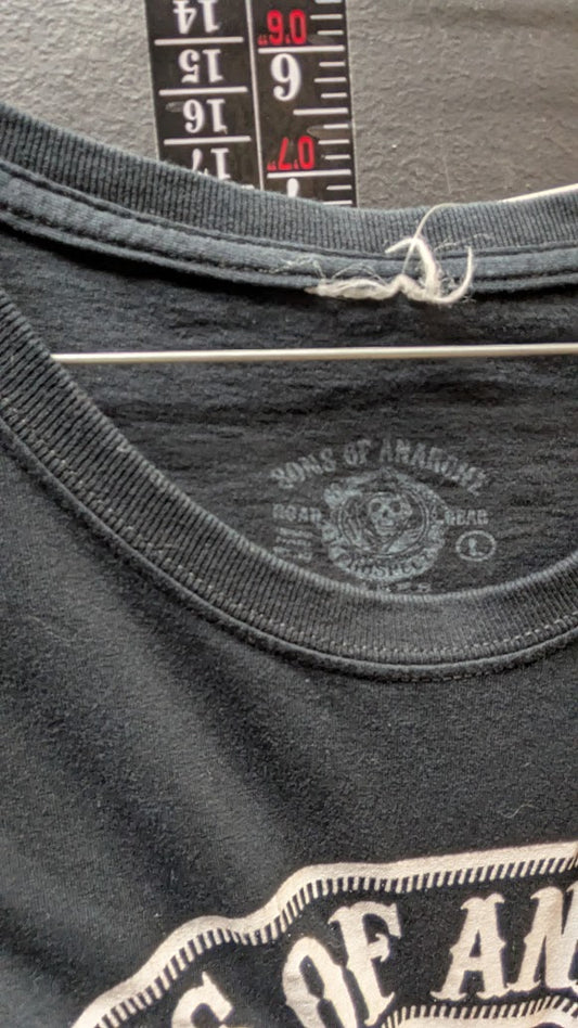 Sons of Anarchy “Charming, CA Skull Logo” Graphic T-Shirt – Black – Size (Faded Tag, Est. Large)