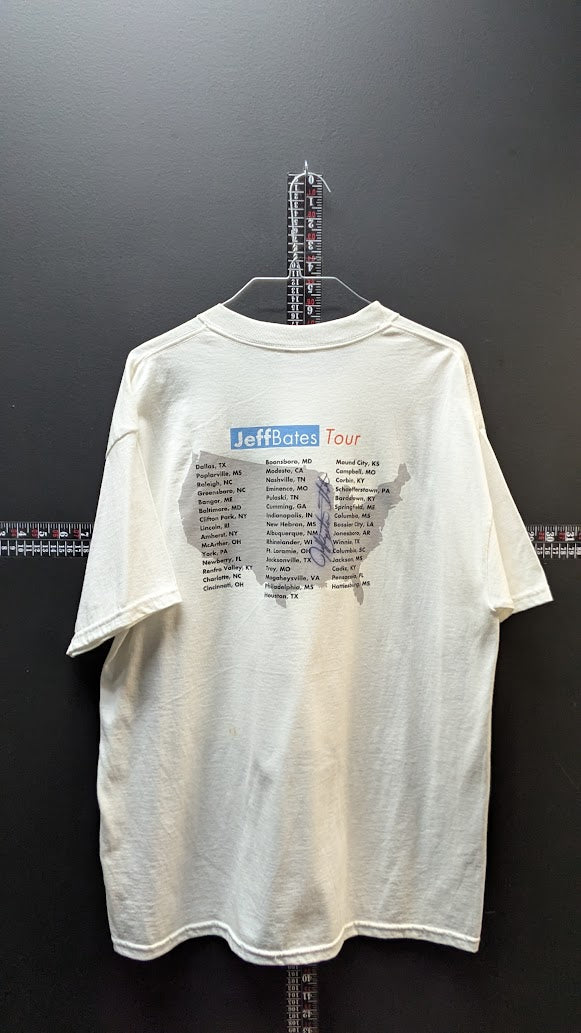 Jeff Bates Tour Graphic T-Shirt – White – Jerzees High Cotton – Size L