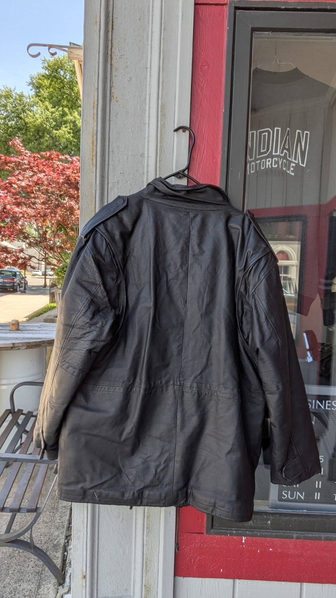Hase Black Leather Jacket Large Vintage Biker Style Field Coat