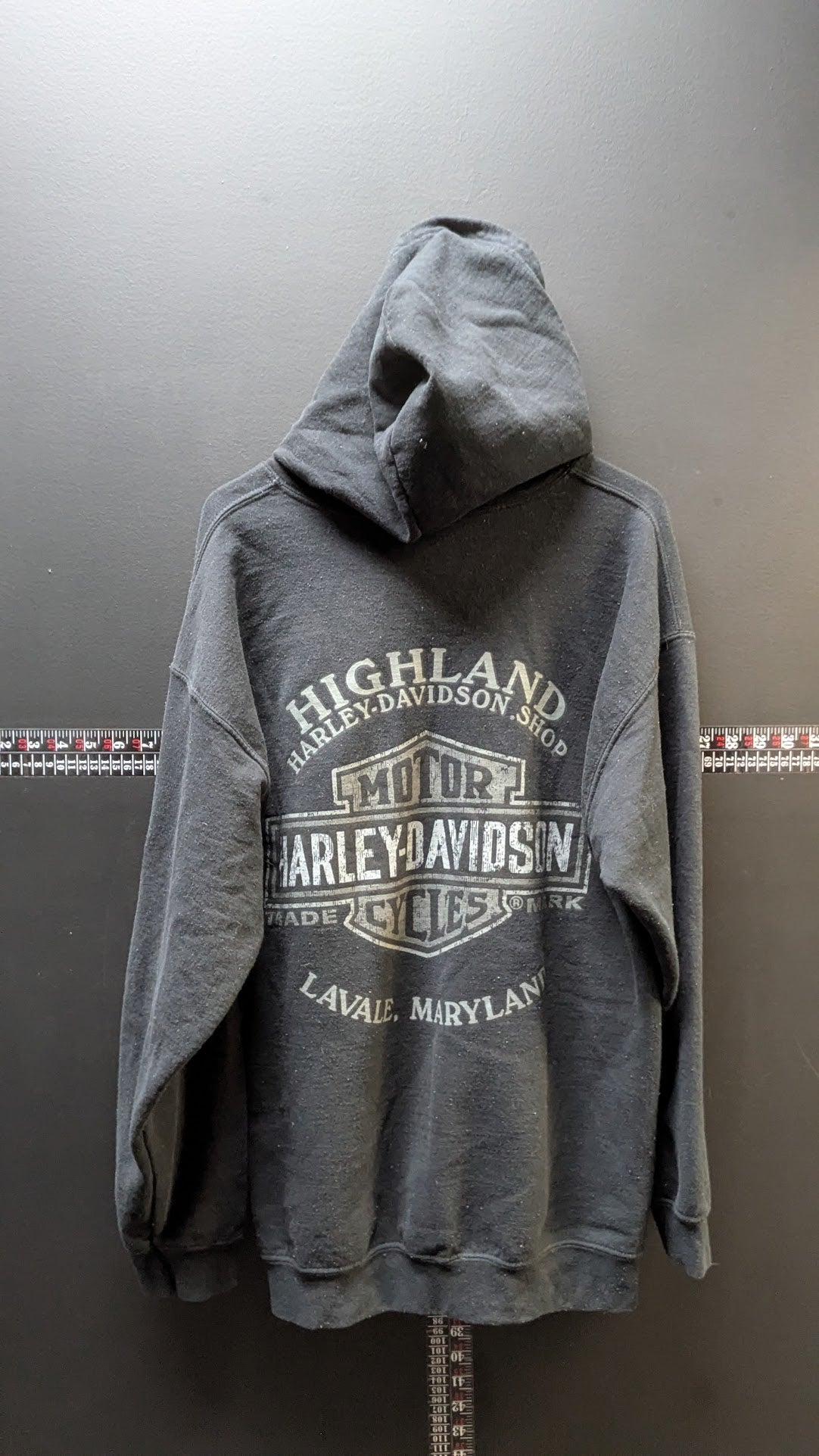 Harley Davidson Zip Hoodie Men’s Large Black Full Zip Sweatshirt Maryland Biker