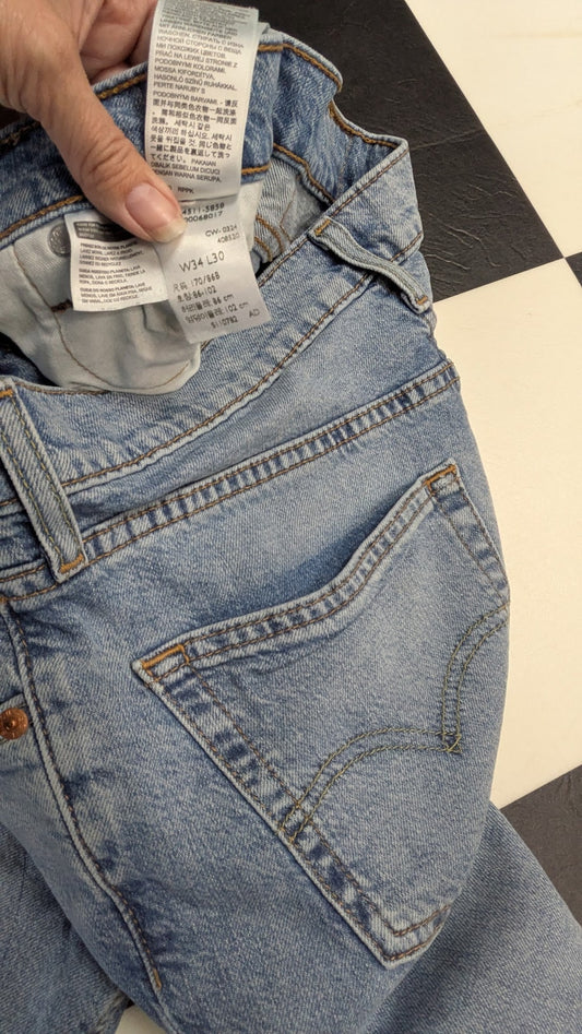 Levi’s 514 Men’s Straight Jeans 34x30 Light Wash Distressed Denim