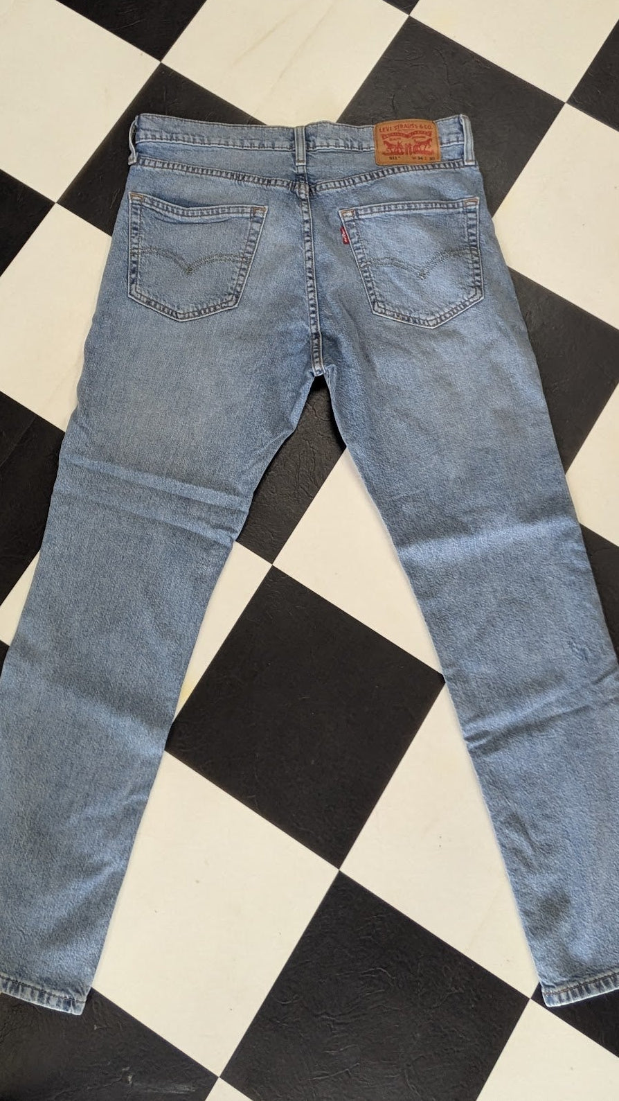 Levi’s 514 Men’s Straight Jeans 34x30 Light Wash Distressed Denim