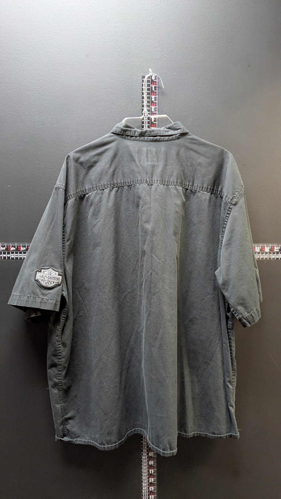 Vintage Harley-Davidson Button Up Work Shirt Black XXL Wing Patch Mechanics