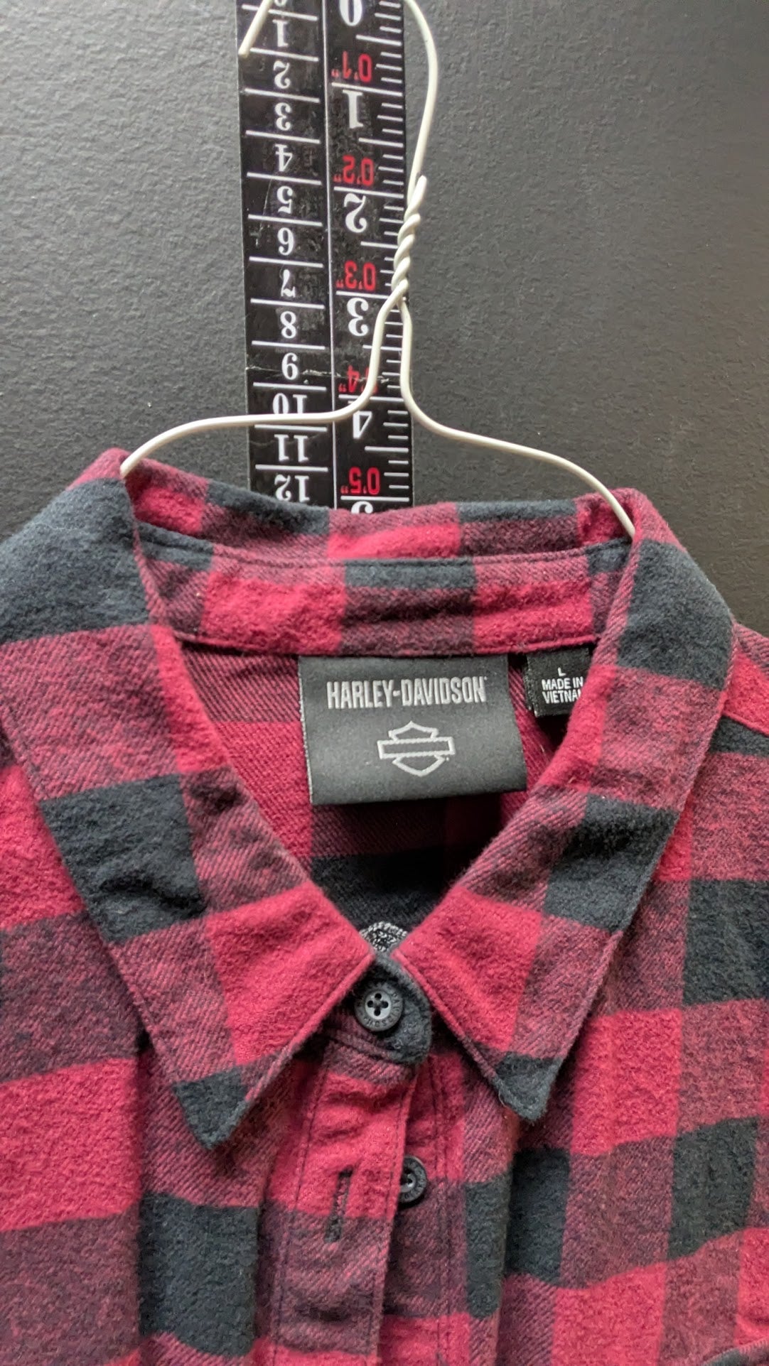 Harley-Davidson Women’s Buffalo Plaid Flannel Shirt Red Black Button Up Large