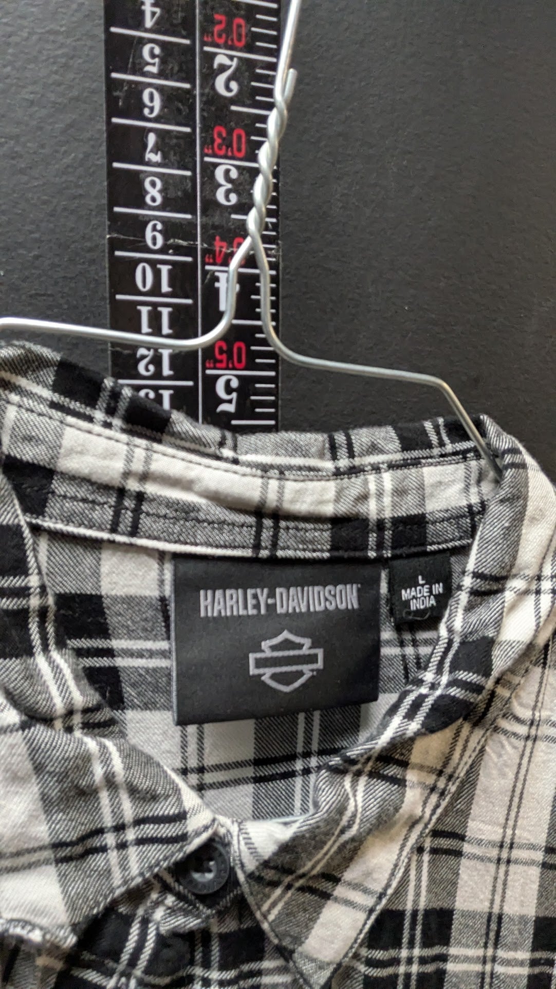 Harley-Davidson Women’s Plaid Button Up Shirt Large Black White Long Sleeve
