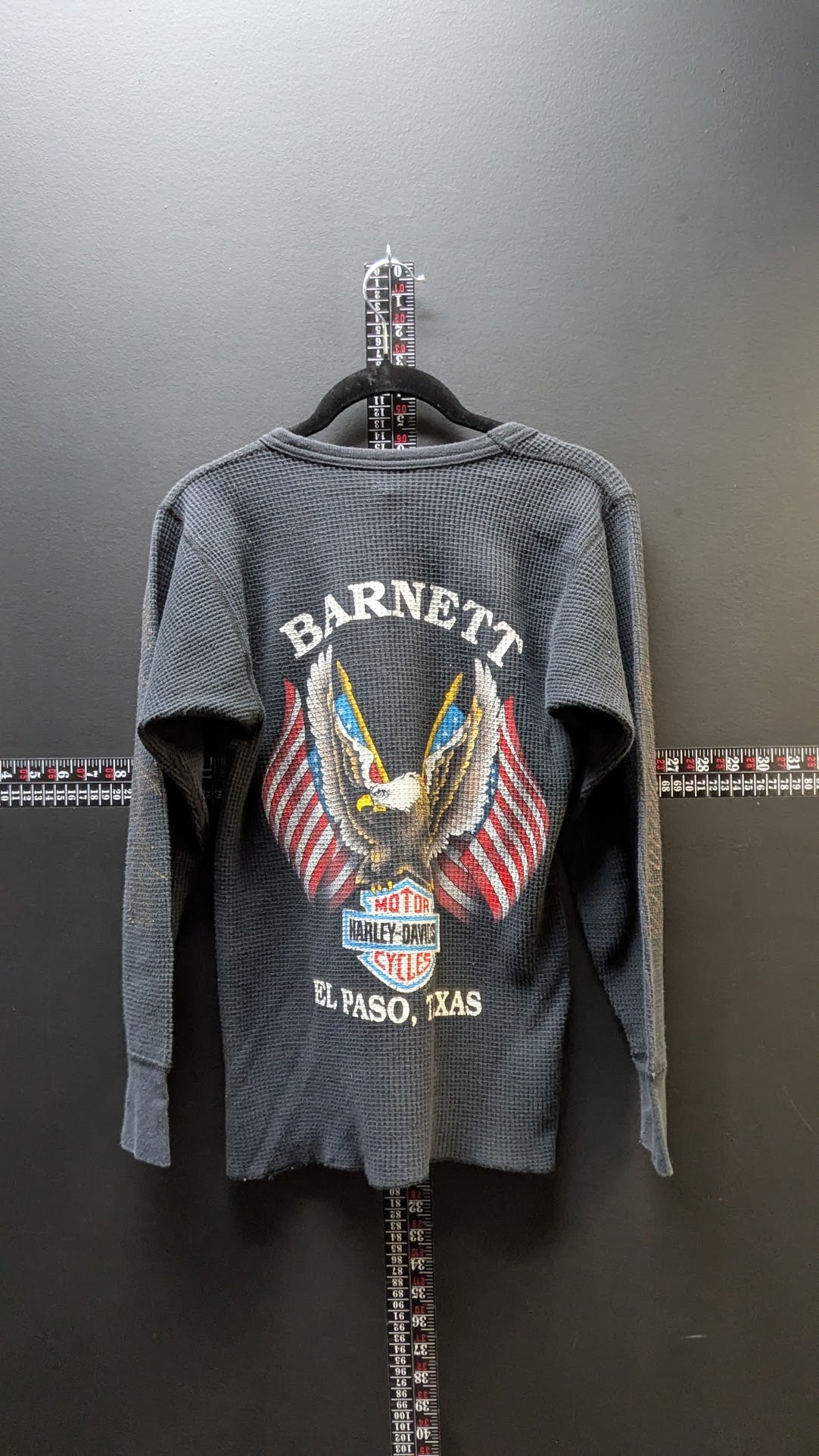 Vintage Harley-Davidson Thermal Shirt Womens Medium Barnett El Paso Texas Waffle Knit