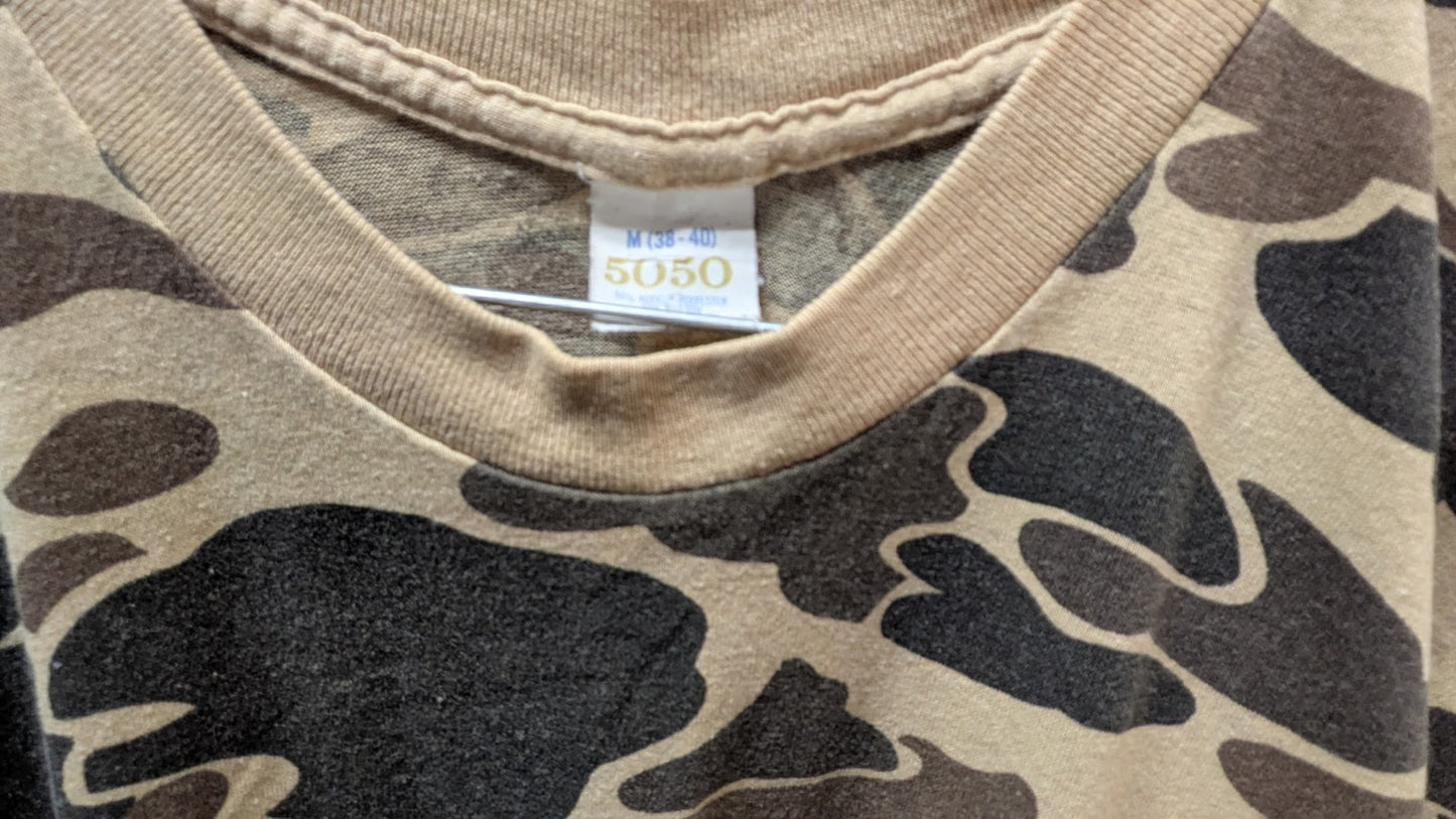 Vintage Duck Camo Pocket T Shirt USA Made Hunting Single Stitch Medium 5050