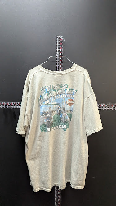 Vintage Harley-Davidson Zips Mackinaw City Michigan T-Shirt Mens 2XL White Tee