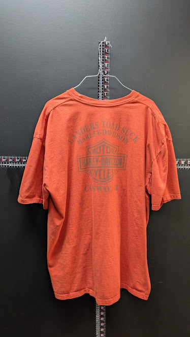 Harley-Davidson T-Shirt Mens 2XL Orange Sunset Motorcycle Graphic Biker Tee