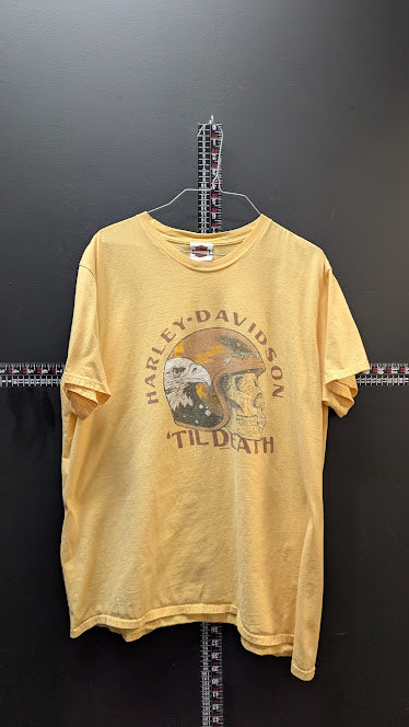 Harley-Davidson Oklahoma City OK T-Shirt Mens 2XLT Yellow Eagle Motorcycle Tee