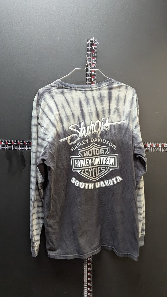 Harley Davidson Sturgis 75th Rally Tie Dye Long Sleeve Shirt Mens Large 2015