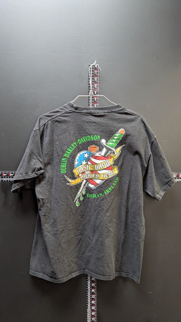 Harley Davidson Dublin Ireland Graphic T Shirt Mens Large Irish Blood Biker Tee