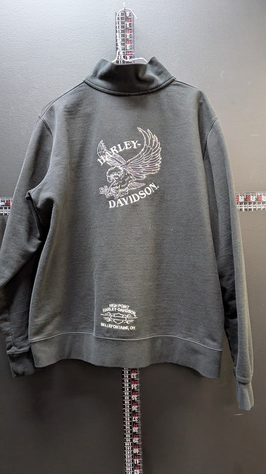 Harley-Davidson Full Zip Sweatshirt Jacket Black Rhinestone Eagle Women’s XL