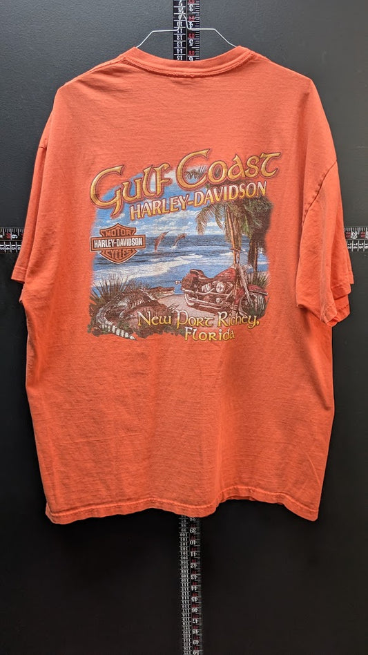 Harley-Davidson Gulf Coast New Port Richey Florida T-Shirt Orange 2XL