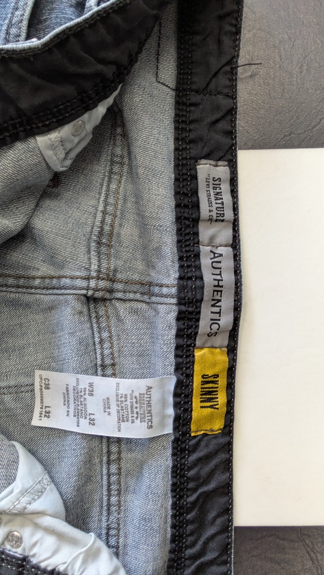 Levi Strauss Signature Authentics Skinny Jeans Men’s 36x32 Blue Denim Slim Fit