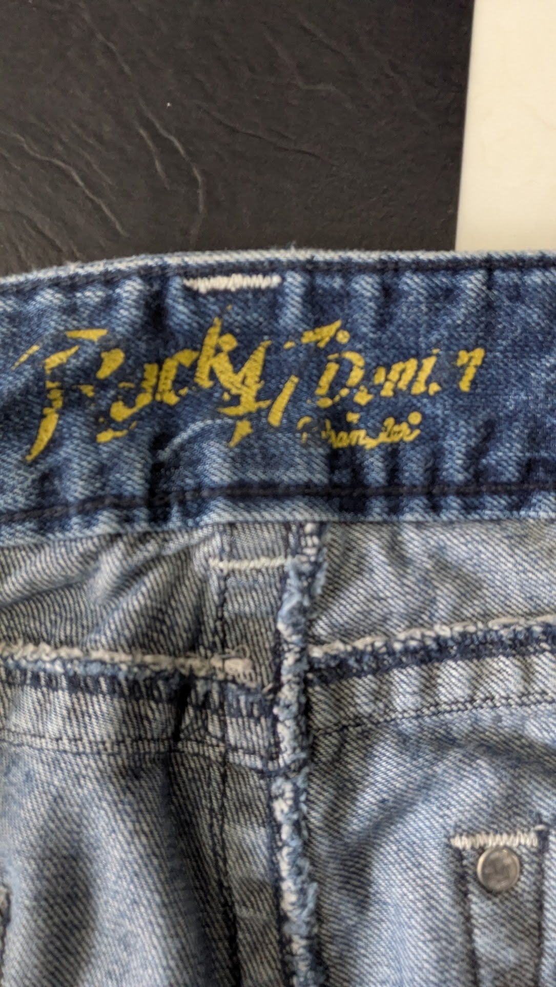 Rock Revival Boot Cut Jeans Men’s Blue Thick Stitch Denim Y2K Western Style