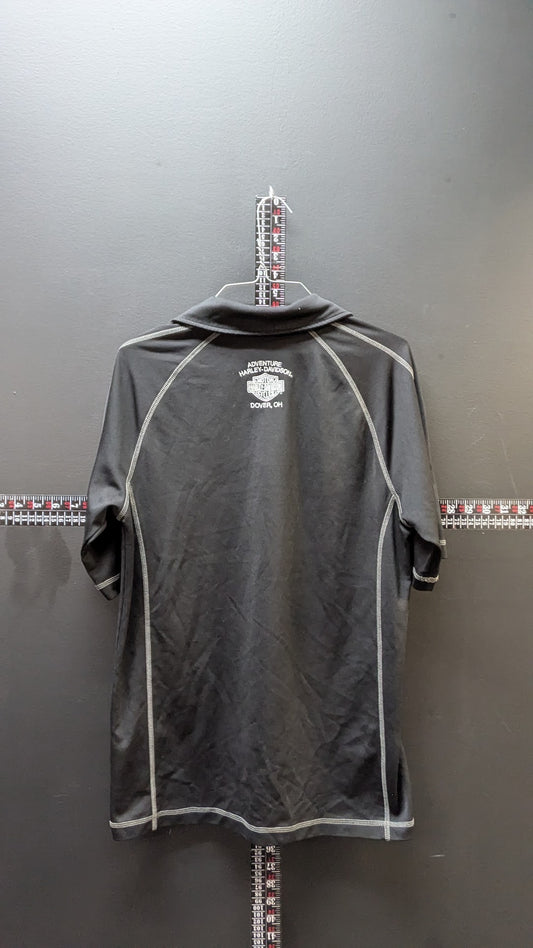 Harley Davidson Performance Zip Polo Shirt Medium Black Adventure H-D Dover OH