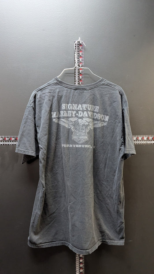 Harley Davidson #1 T Shirt Large Black Signature Harley Perrysburg Ohio Tee