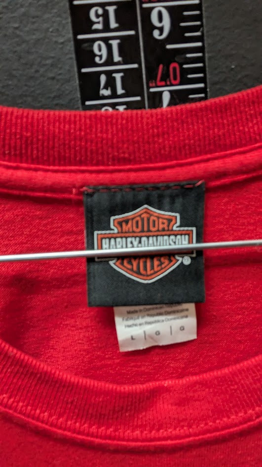 Harley-Davidson Freeport Bahamas Men’s T-Shirt Large Red Double Sided