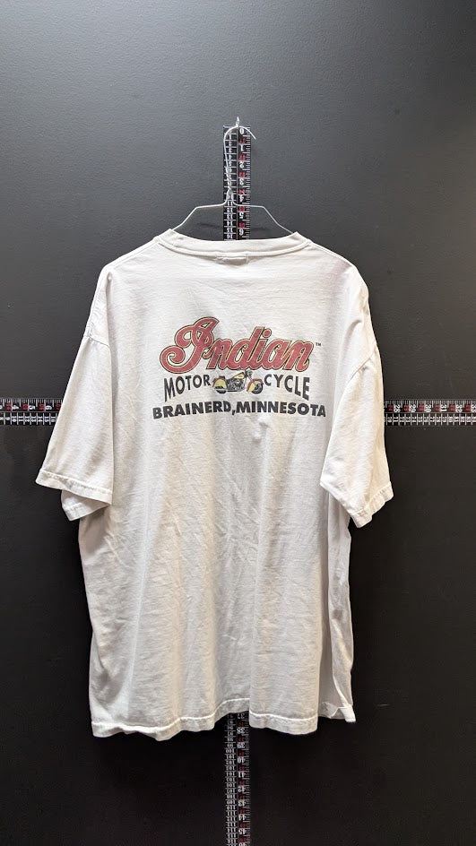 Indian Motorcycle T Shirt XL White Brainerd Minnesota Graphic Logo Tee
