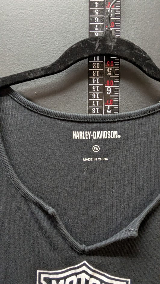 Harley Davidson Womens 3W Black Long Sleeve Bar Shield Top Shirt