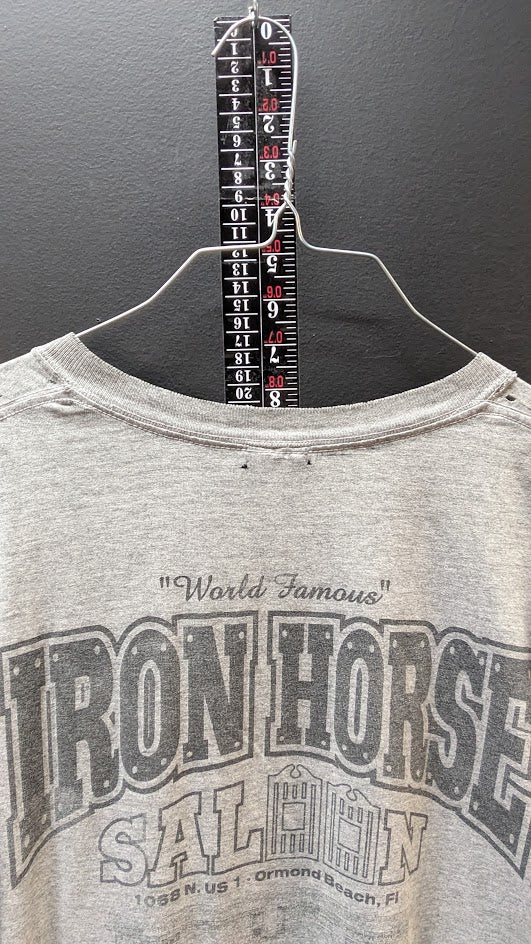 Vintage Iron Horse Saloon Pocket T Shirt Gray Ormond Beach FL Biker Tee XL