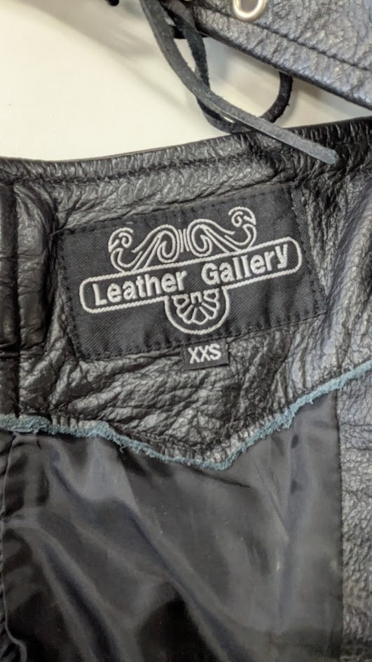 Leather Gallery Leather Motorcycle Chaps Black Zip Lace Biker Pants XXS