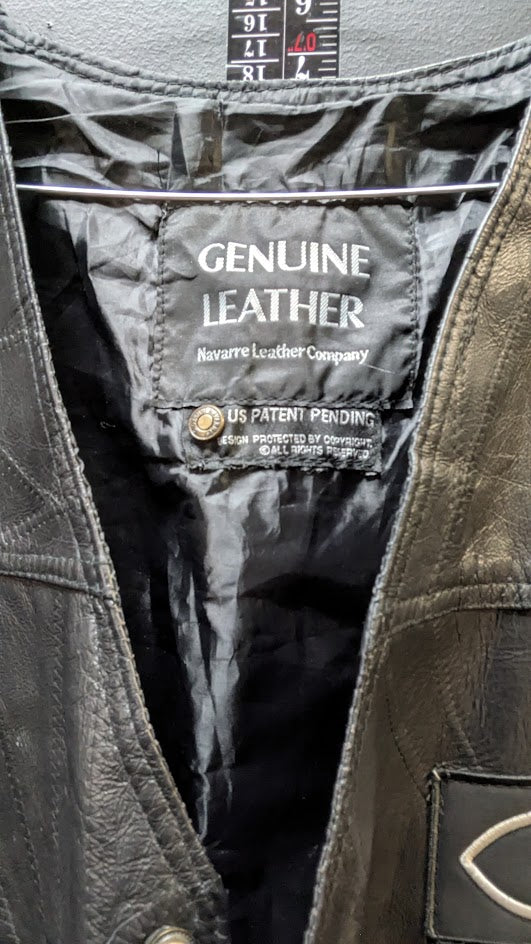 Christian Motorcycle Leather Vest Jesus Forever Black Biker Vest Snap Front Large