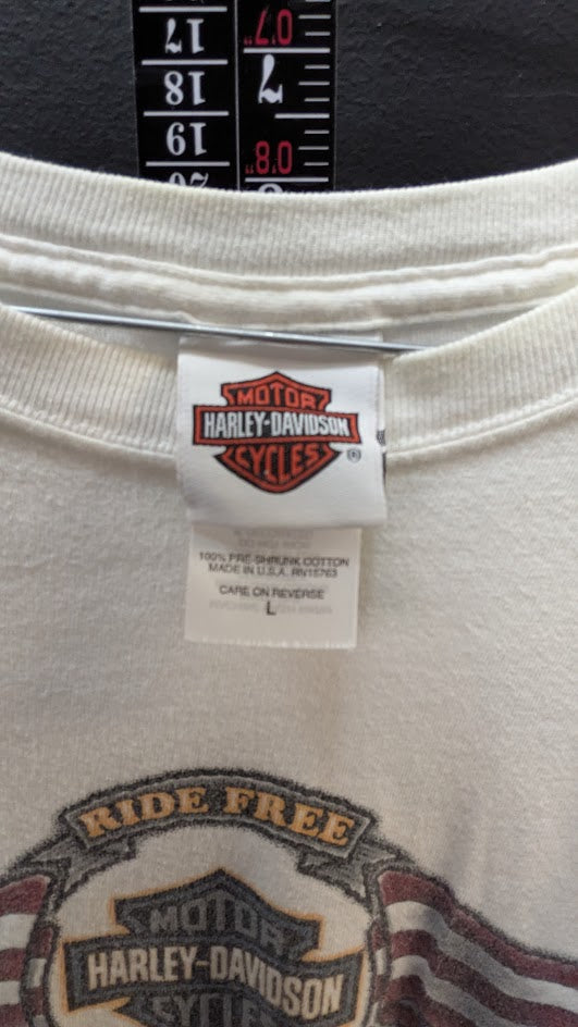 Harley Davidson F&S Dayton Ohio Long Sleeve T Shirt Large White USA Made 2008