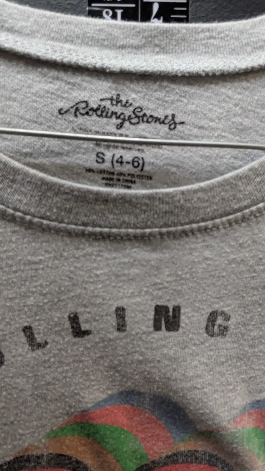 Rolling Stones 1975 US Tour T Shirt Youth Small Gray Classic Tongue Logo Band Tee