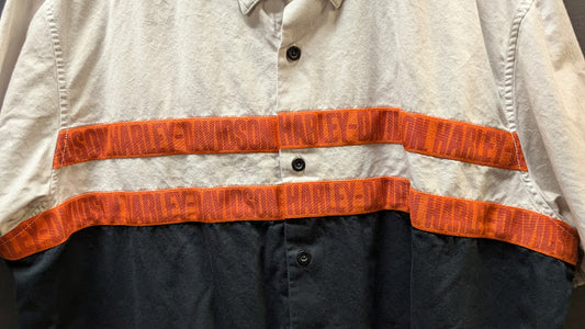 Vintage Harley-Davidson Colorblock Button-Up Shirt Men’s 2XL Gray Black Orange