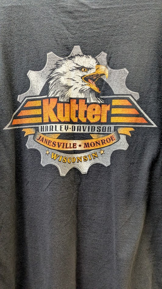 Harley Davidson I Love My Wife T Shirt Kutter Wisconsin Black Eagle Tee Y2K