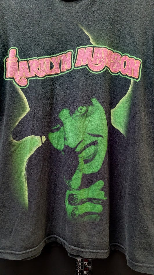 Marilyn Manson Band T Shirt Black Neon Green Graphic Tee Adult M/L