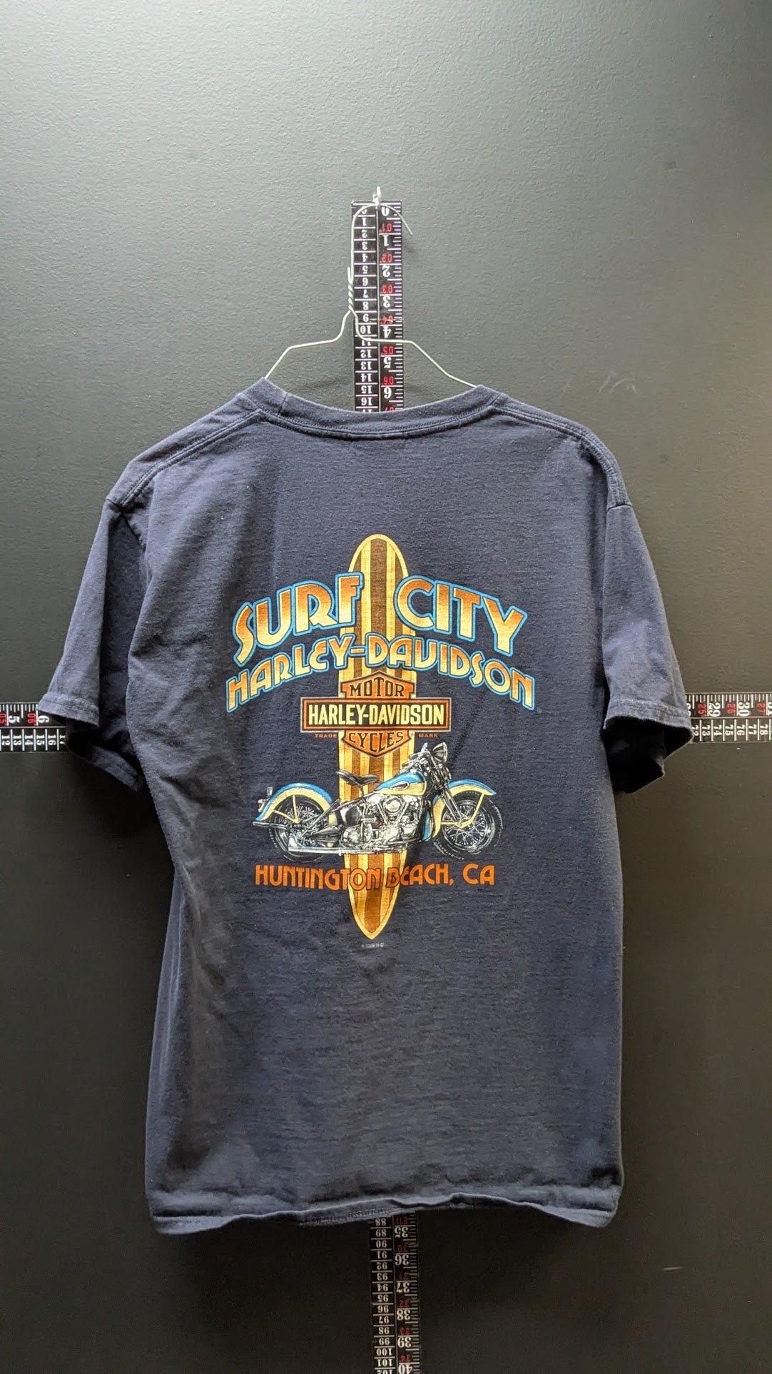 Harley Davidson 2006 Surf City Huntington Beach CA T Shirt Medium Blue Dealer Tee