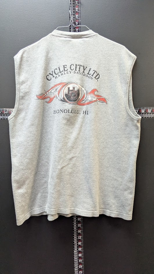 Harley-Davidson Cycle City Ltd Honolulu Hawaii Sleeveless Thermal Shirt – XL