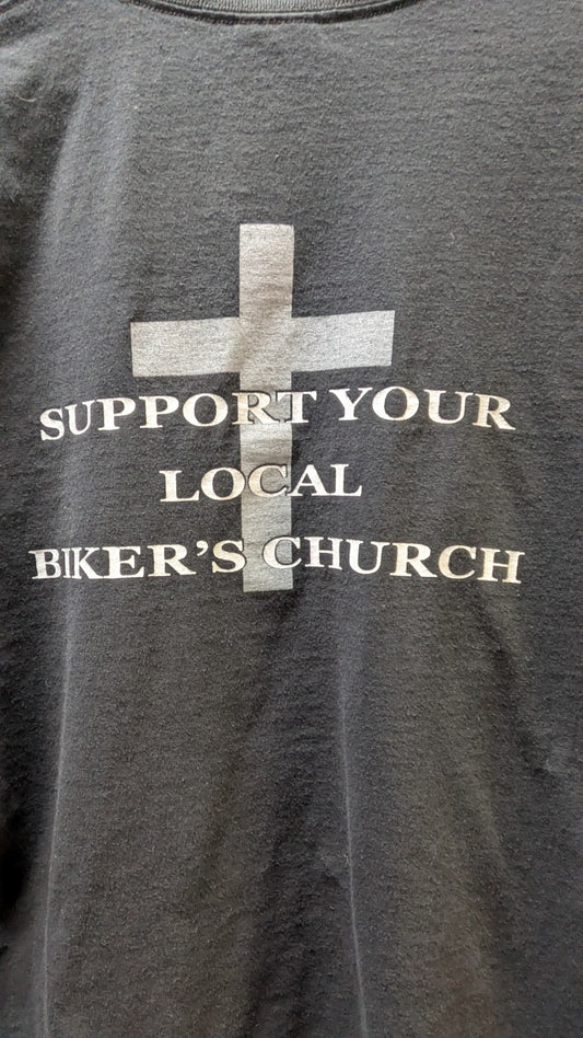 Blessing of the Bikes 2015 Biker Church T-Shirt Large Motorcycle Ministry Black Tee