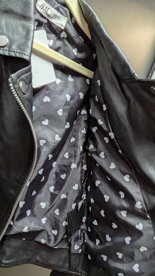H&M Girls Faux Leather Moto Jacket – Size 10Y / 140