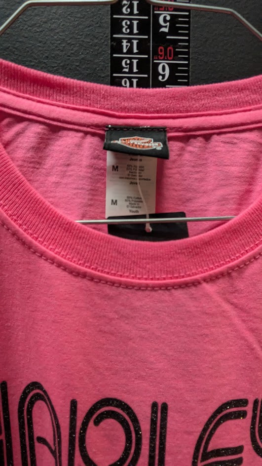 Harley-Davidson Youth Pink Glitter Script T-Shirt – NWT – Size Medium