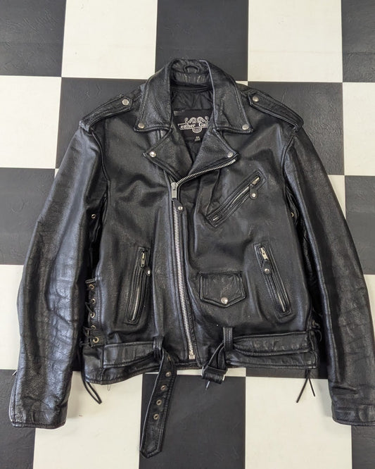Vintage Leather Gallery Motorcycle Jacket Black Leather Biker Jacket Size 46
