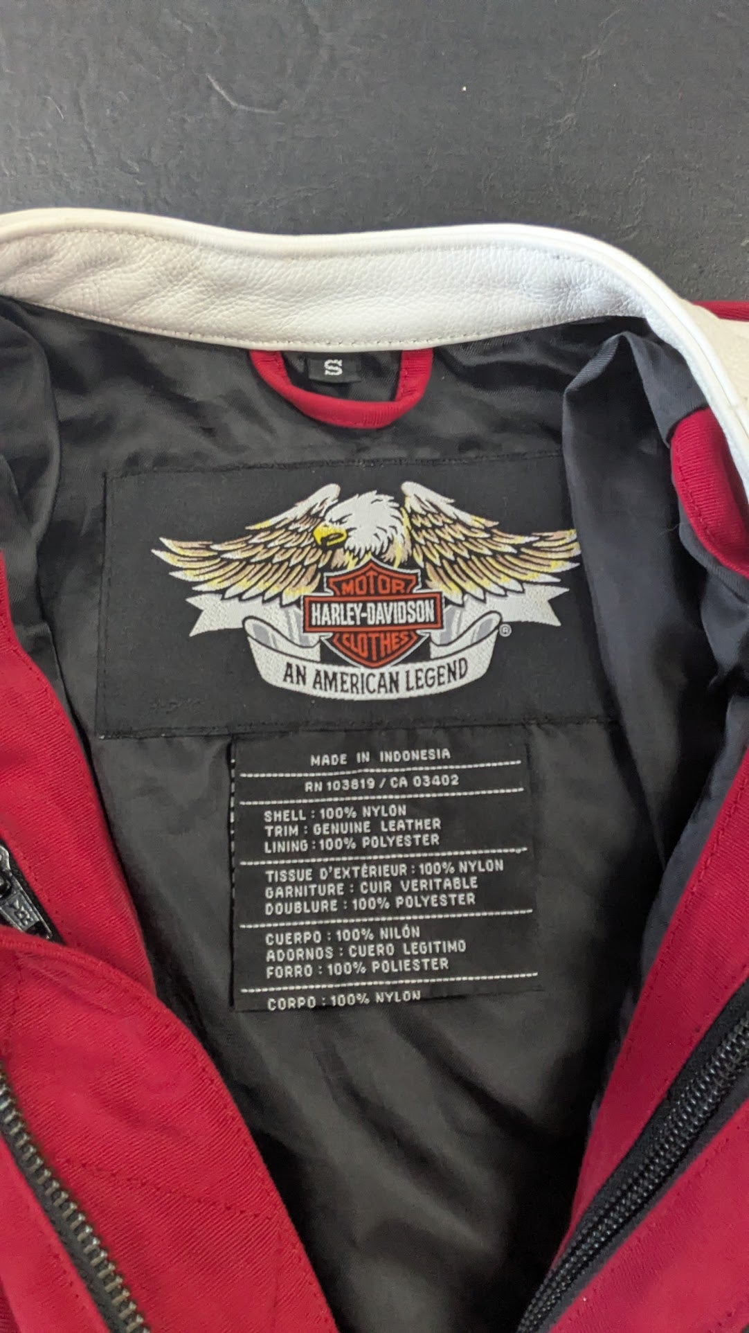 Harley-Davidson Women's Racing Style Riding Jacket Red Black White Small