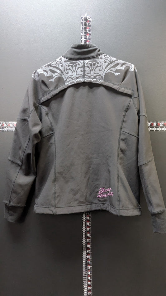 Harley-Davidson Women's Black Softshell Jacket Purple Scroll Graphic Zip Front