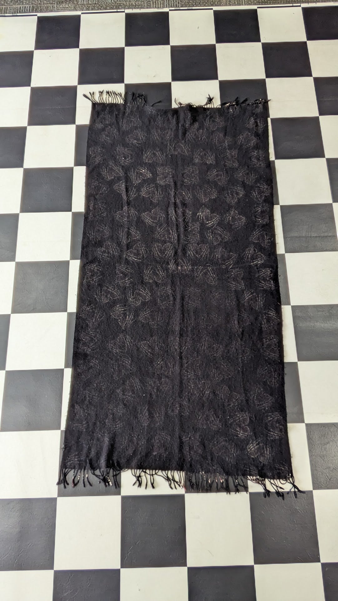Skeleton Hand Heart Fringe Scarf Black Pink Gothic Biker Wrap 33" x 64"